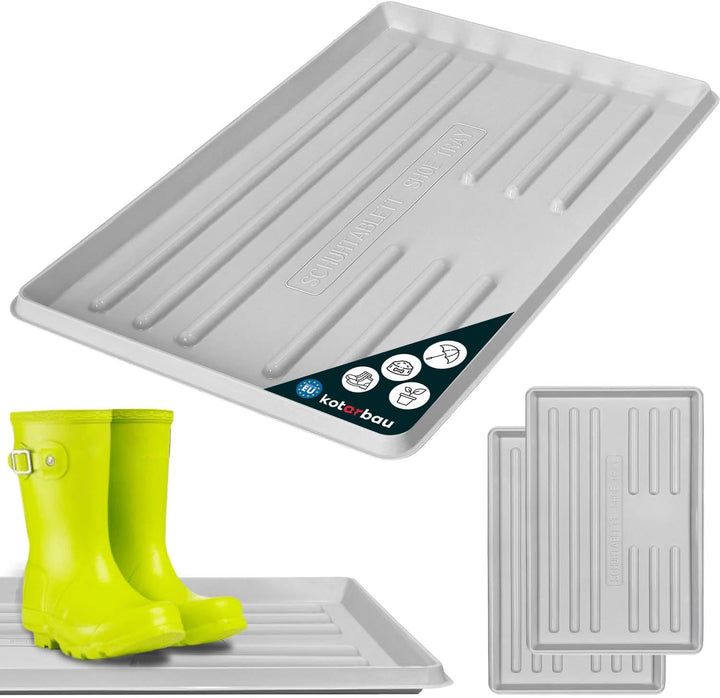 KOTARBAU® 2er Set Schuhabtropfschale 60x40 cm Abtropfmatte Schuhe Grau Schuhmatte Abtropfmatte Kunst