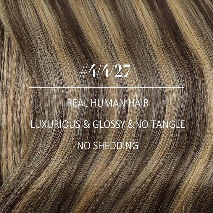 YoungSee Echthaar Tressen Ombre Tressen Echthaar zum Einnahen 45cm Haartressen Echthaar Dunkelbraun