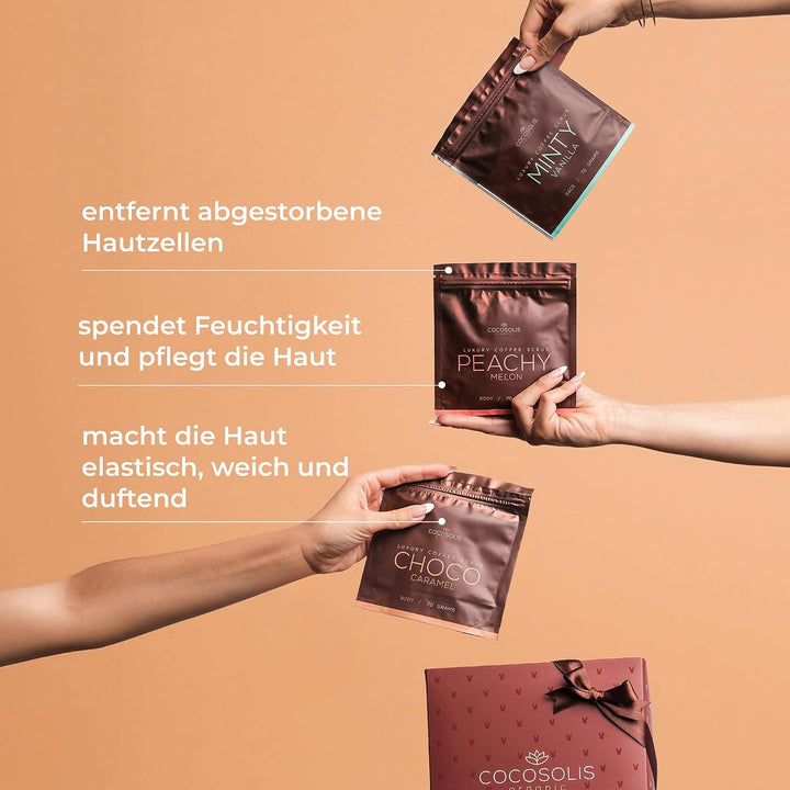 COCOSOLIS SCRUB Kaffee-Body Scrub-Set - ätherische Öle - Das perfekte luxuriöse Geschenkset Frauen -