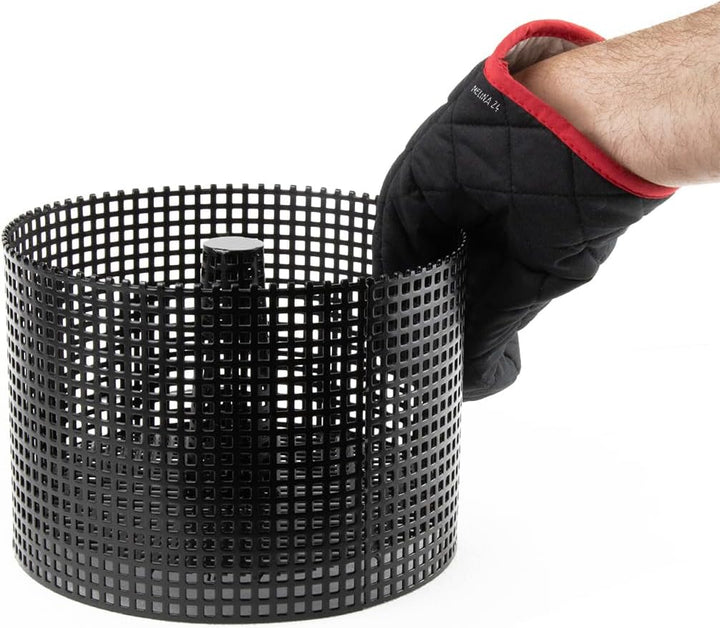 Melina24 Pelletkrob 17 cm Pelletsbrennkorb & Ofenhandschuh melina24