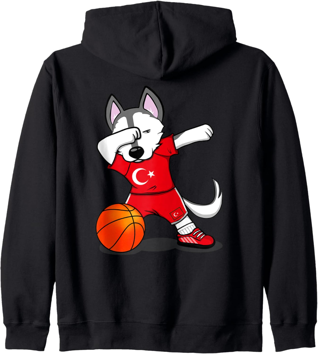 Dabbing Husky Hund Türkei Basketball Mannschaft Flagge Sport Kapuzenjacke