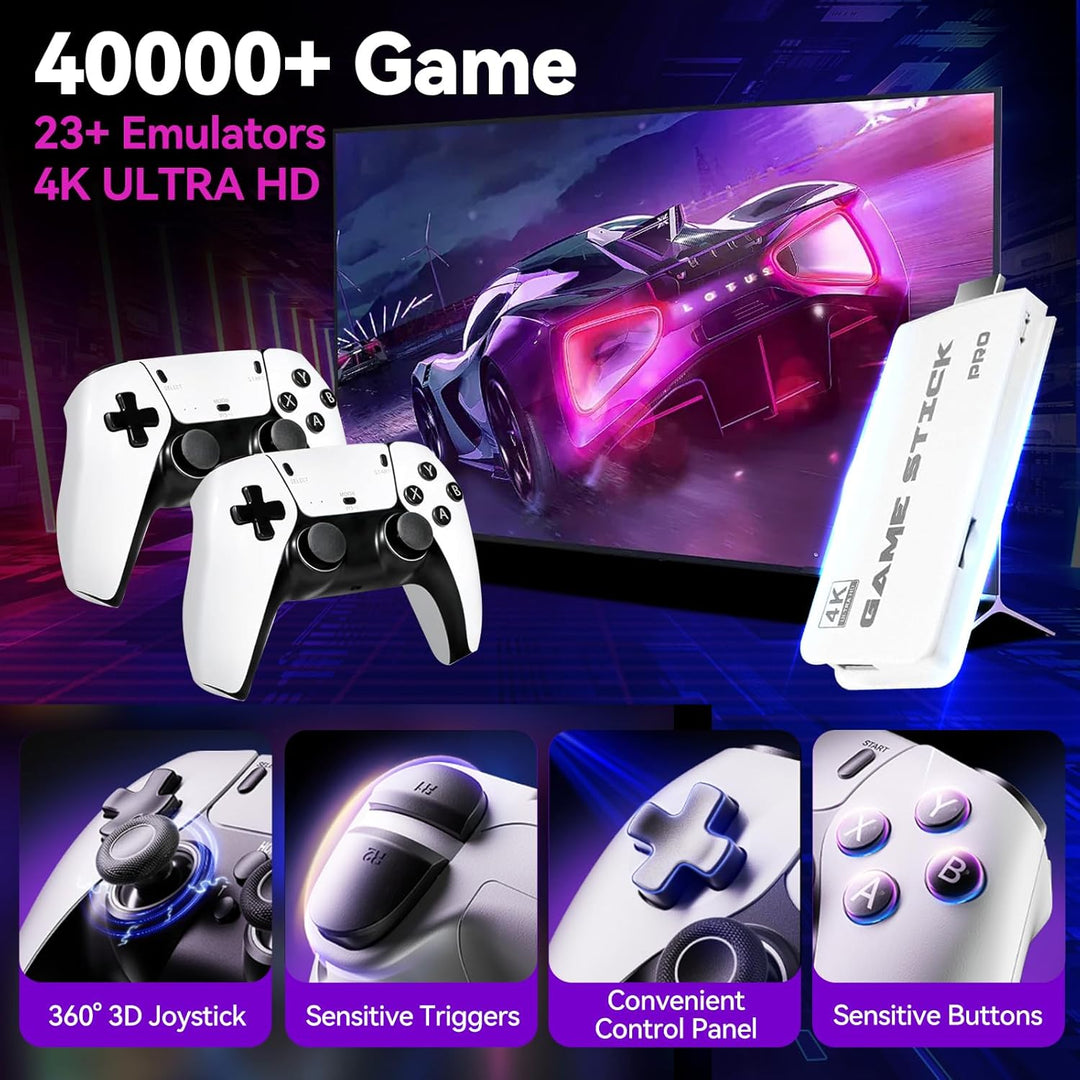 Retro-Spielkonsole 4K HDMI mit über 40.000 Spielen, 23 Emulatoren, Plug-and-Play, Dual-2,4-GHz-Funkc
