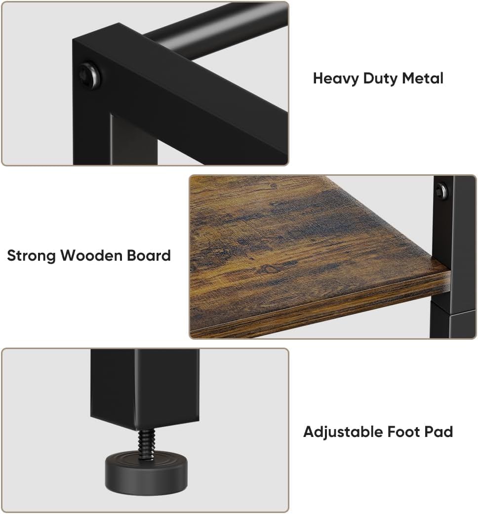 Garbuildman 3-stöckiges Handtaschen-Organizer-Regal, Holz & Metall, Aufbewahrungsständer mit verstel