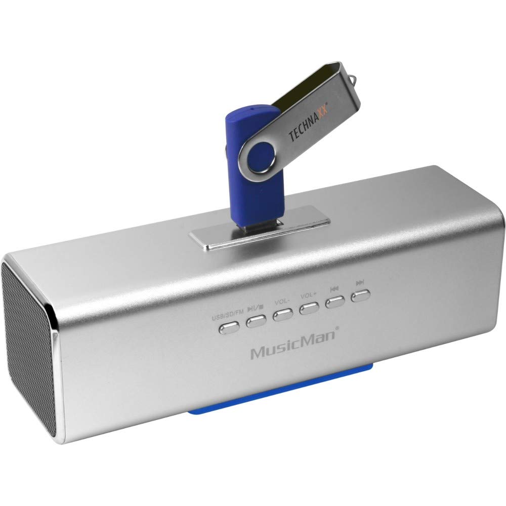 MusicMan MA Lautsprecher (MP3-Player, Soundstation & Radio, USB, Line-In) silber silber ohne Display