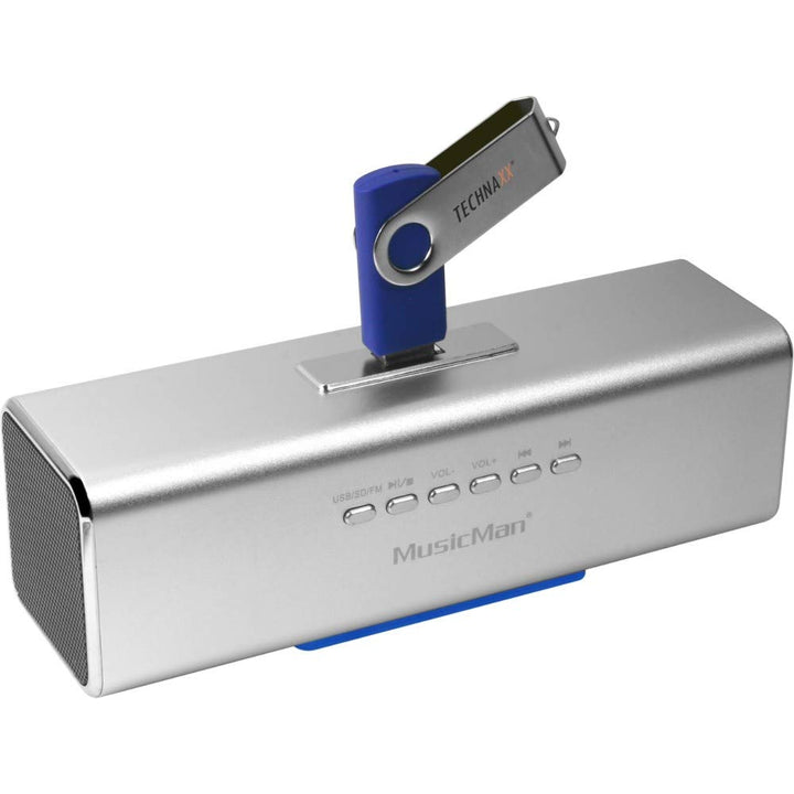 MusicMan MA Lautsprecher (MP3-Player, Soundstation & Radio, USB, Line-In) silber silber ohne Display