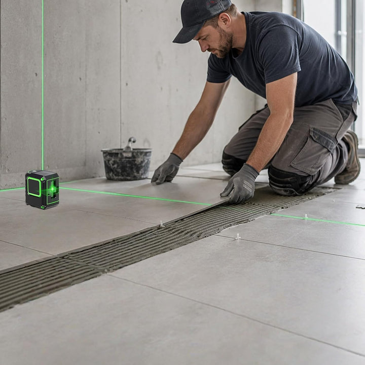 Kreuzlinienlaser mit Stativ, Laser Wasserwaage, Grün Kreuzlaser 360° Selbstnivellierend Linienlaser