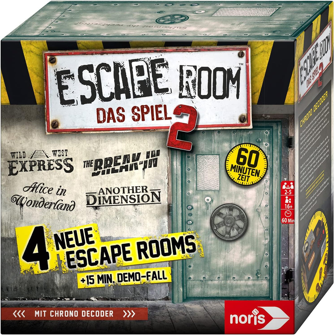 Noris 606101891 Escape Room 2 (Grundspiel) Familien und Gesellschaftsspiel für Erwachsene, inkl. 4 F