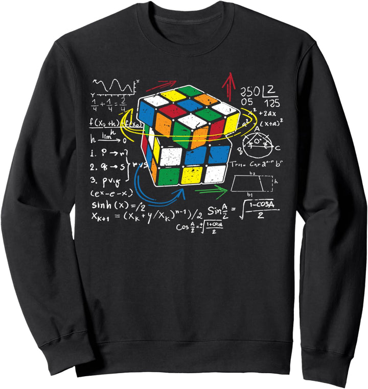 Würfel Zauber mit Mathe Gleichungen | Retro Nerdy Rubik Sweatshirt