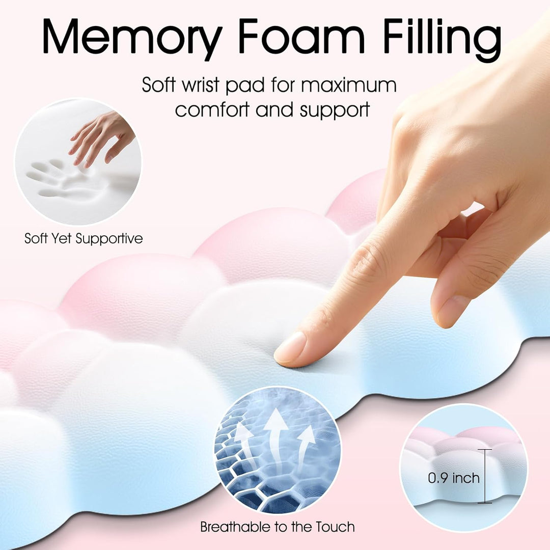 Memory‑Schaum Cloud Handballenauflage Tastatur‑Set, 4‑in‑1: Ergonomische Tastatur Handballenstütze &