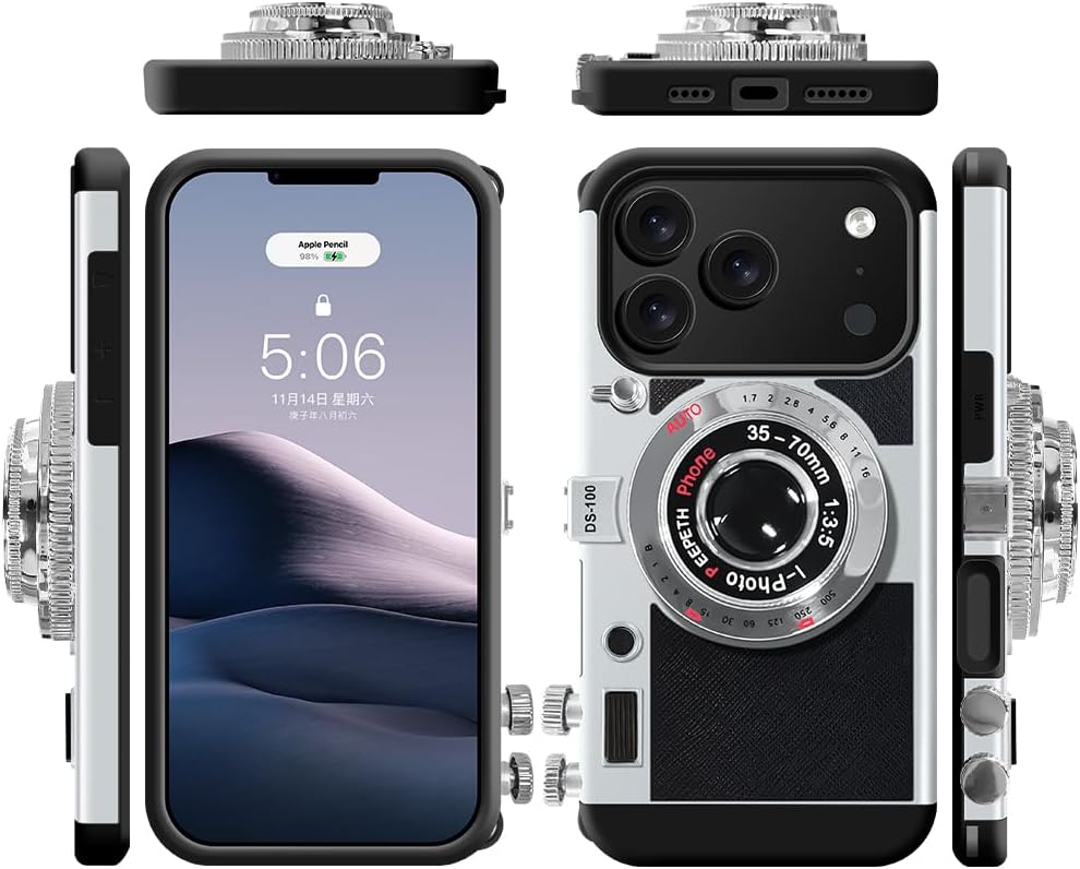 UnnFiko Emily in Paris Handyhüllen iPhone 17 Pro,3D Vintage Kamera lustige kreative hülle mit abnehm