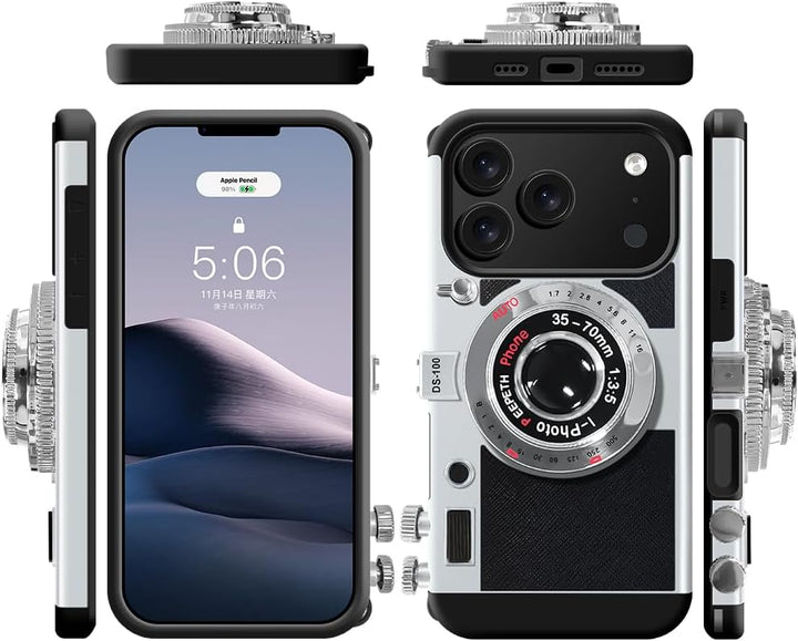 UnnFiko Emily in Paris Handyhüllen iPhone 17 Pro,3D Vintage Kamera lustige kreative hülle mit abnehm
