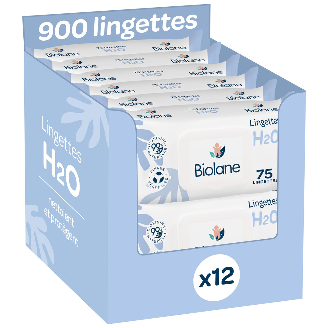 BIOLANE - Babytücher mit Wasser – 900 Tücher – 12 x 75 cm – sanfte und effektive Reinigung – ab der
