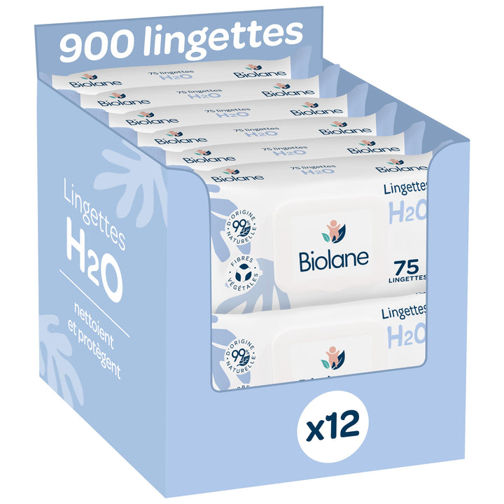 BIOLANE - Babytücher mit Wasser – 900 Tücher – 12 x 75 cm – sanfte und effektive Reinigung – ab der