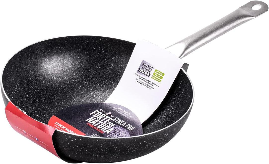 Moneta Etnea Pro Wok 30 cm Edelstahlgriff, Schwarz, 0008654330