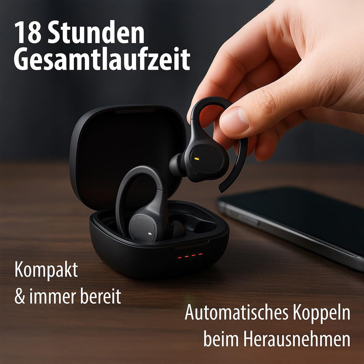 auvisio Sportohrhörer: Kabellose In-Ear-Kopfhörer, Bluetooth 5.3, wasserdicht IPX7, Ladecase (Stereo
