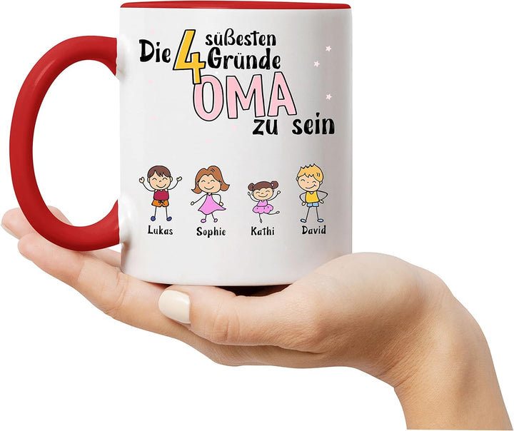 Oma Tasse Rot Geburtstag Personalisiert für Oma Enkel Enkelin Baby Geschenk Kinder Oma Geschenk Mutt