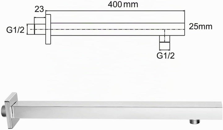 Rainsworth 400 MM Messing Brausearm Wandarm Duscharm für Duschkopf, Halter von Regendusche Regendusc