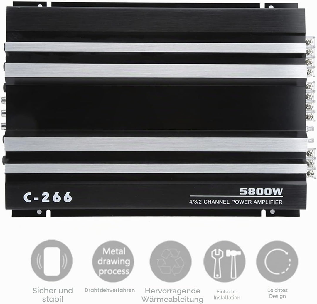 KIMISS Auto-Stereo-Verstärker, 5800 W, 12 V, Hochleistungs-Auto-Verstärker, Tragbarer Hi-Fi-Audio-St