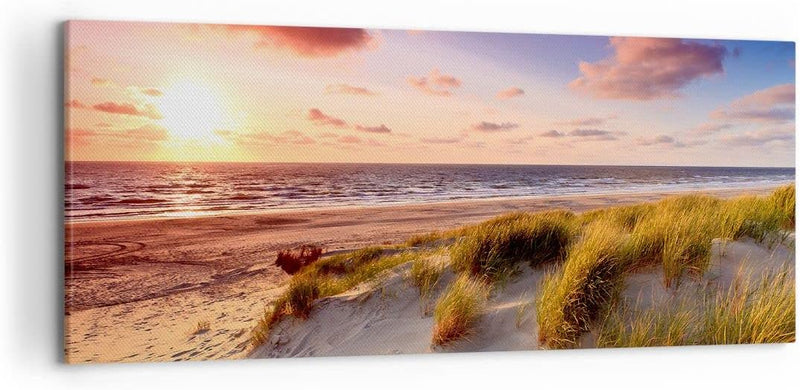 Wandbilder Dekoration Wohnzimmer Meer Strand Düne Panorama Bilder auf Leinwand 120x50cm Leinwandbild