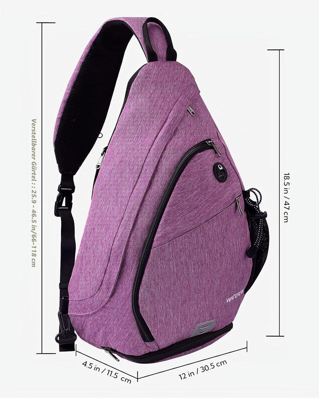 WATERFLY Sling Bag Crossbody Backpack Schulterrucksack mit verstellbarem Schultergurt Perfekt für Ou