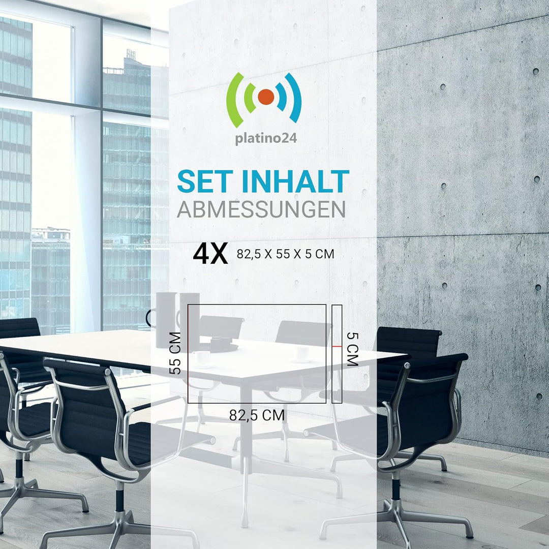 platino24 Schallabsorber COLORE aus Basotec G+ I Akustikpaneele mit Akustikfilz I 4 Wand-Paneele in