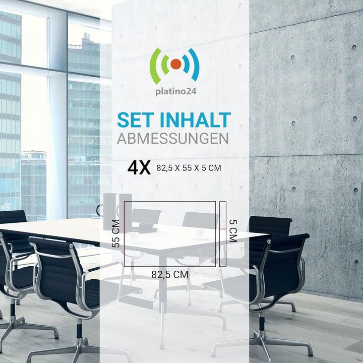 platino24 Schallabsorber COLORE aus Basotec G+ I Akustikpaneele mit Akustikfilz I 4 Wand-Paneele in