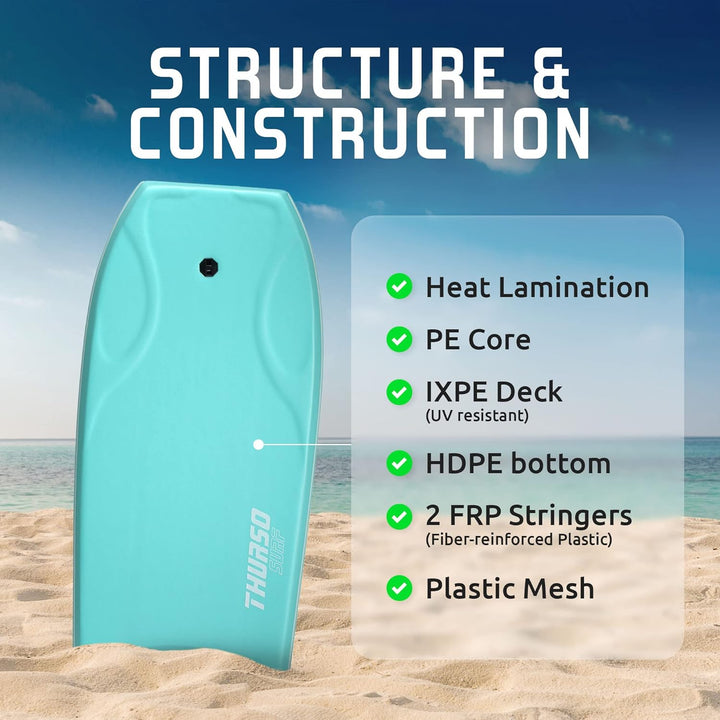 Thurso SURF 107 cm Bodyboard für Strand und Pool – Leichtes PE-Kernmaterial mit IXPE-Oberfläche, HDP