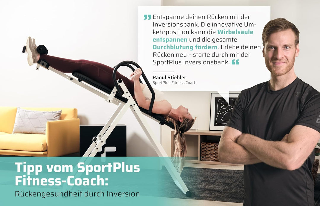 SportPlus Inversionsbank, klappbarer Schwerkrafttrainer, Inversion Table mit 4 oder 6 Inversionswink