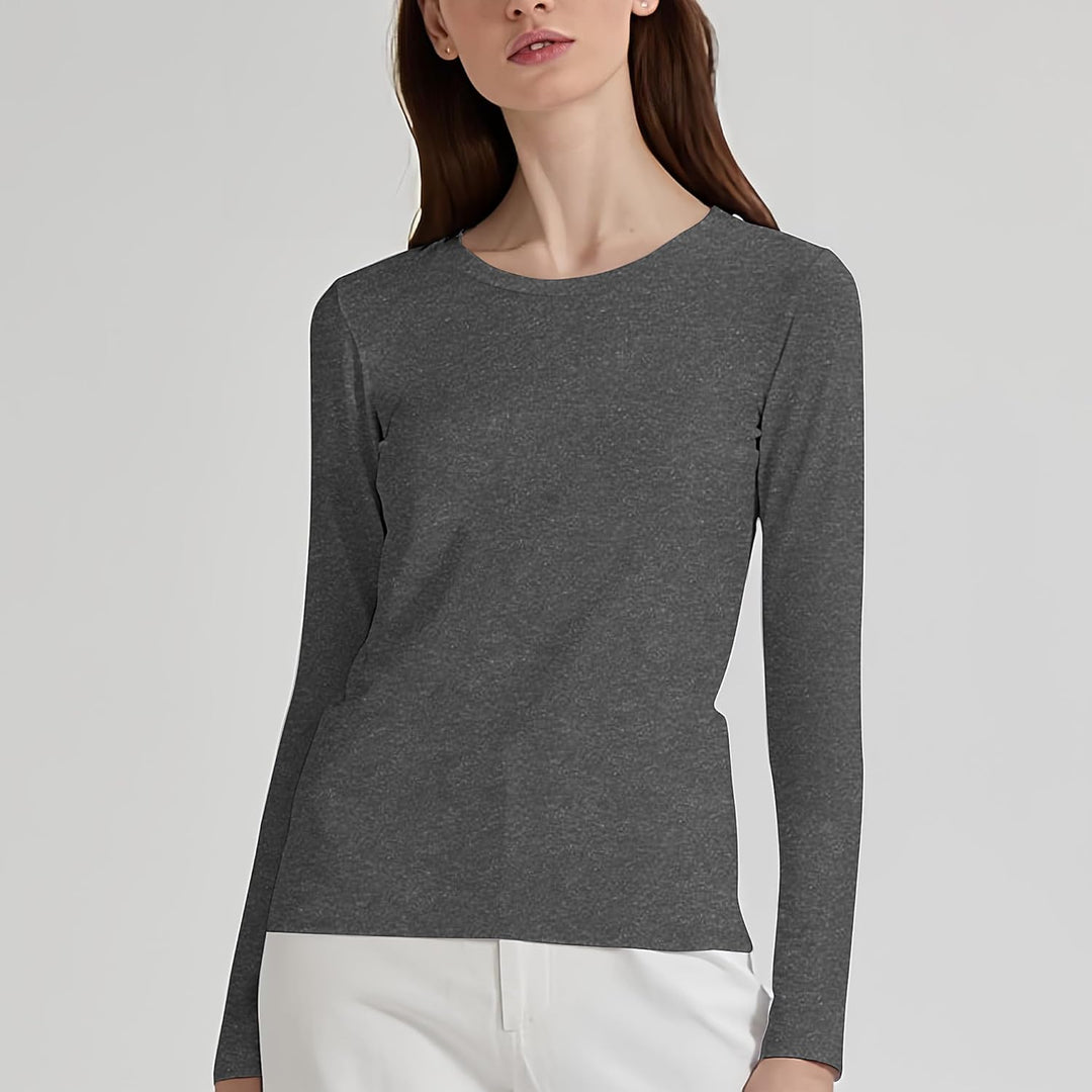 LiKing Langarmshirt Damen Basic Longsleeve Langarm-Shirt Oberteil Tops mit Stretch Baumwolle 3er Pac