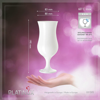 PLATINUX Weisse Cocktailgläser Set 6 Stück 400ml (max. 470ml) Longdrinkgläser Partygläser Milkshakeg