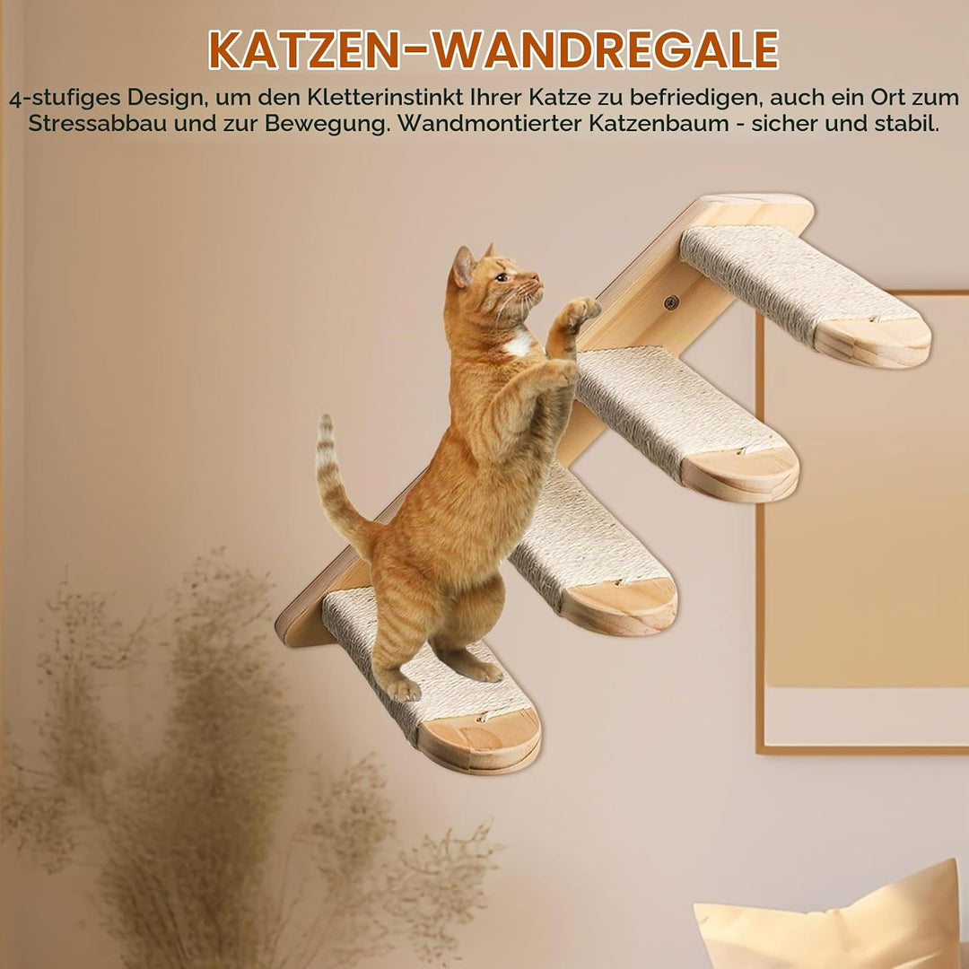 Kletterwand und Leiter für Katzen aus massiver Eiche – Möbel bis 15 kg