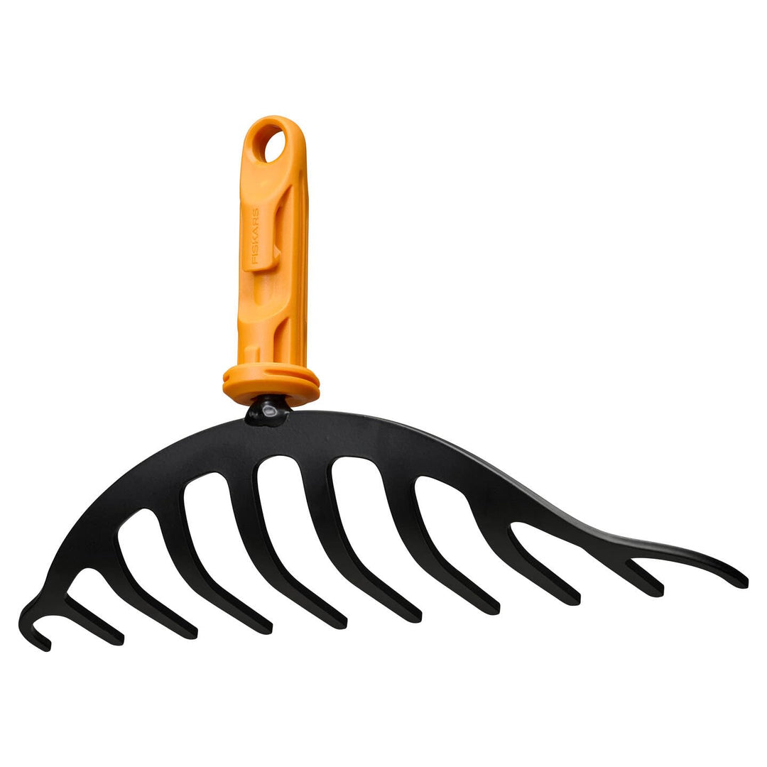 Fiskars OneClick Rosenrechen, Schmaler Rechen-Aufsatz für Enge Beete, Müheloses Wechseln mit nur ein