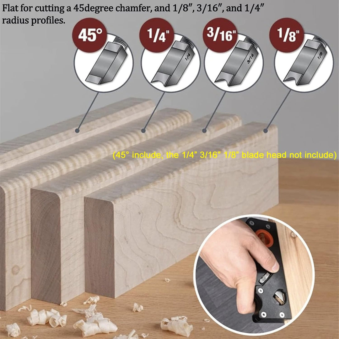 Multifunktionshobel Holzbearbeitungshobel, 45-Grad Fasenhobel 1/8" 3/16" 1/4" Radius Konturen Kanten