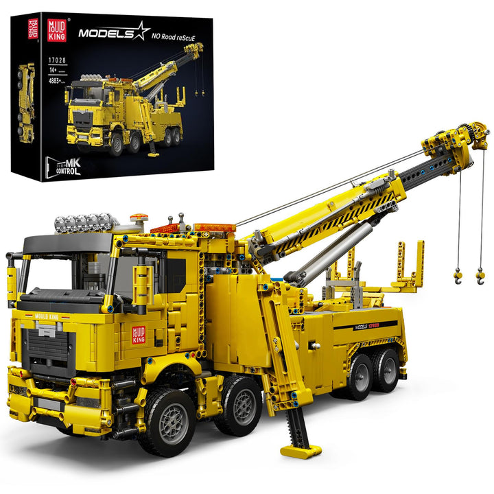 Mould King 17028 Technik Schwerlast-Abschleppwagen, 4883PCS Fernbedienung High-Tech Kranwagen Modell