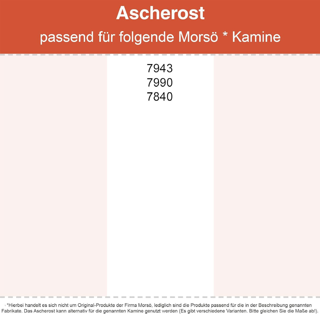 Kaminrost/Ascherost Eckig 355 x 245 x 15 mm passend für Morsö ** Kaminöfen inkl. Modellübersicht - A