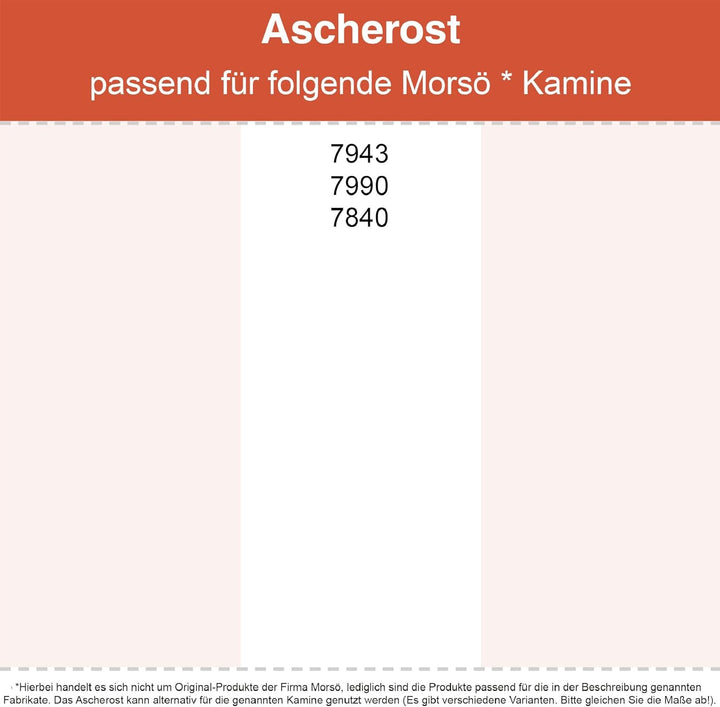 Kaminrost/Ascherost Eckig 355 x 245 x 15 mm passend für Morsö ** Kaminöfen inkl. Modellübersicht - A