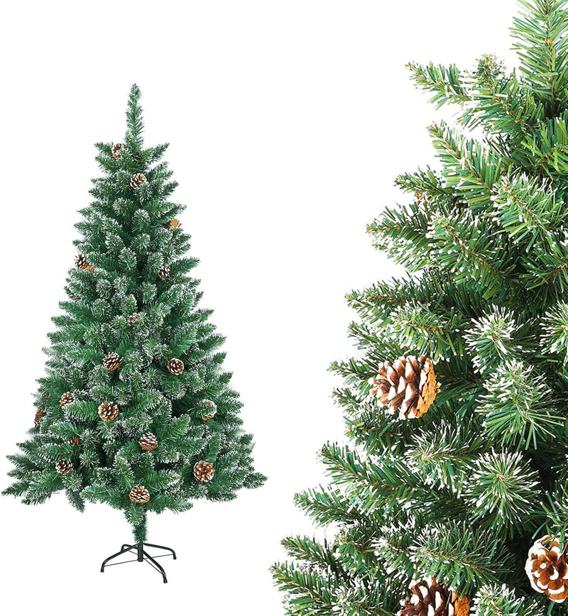 LARS360 150cm Künstlicher Weihnachtsbaum, Christbaum Tannenbaum Grüne PVC mit Schnee-Effekt, Christb