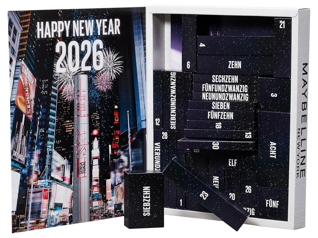 Maybelline New York Adventskalender 2025, Mit 31 Türchen für den gesamten Dezember, 26 Originalprodu