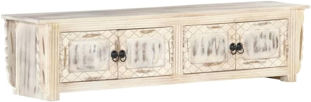 vidaXL Mangoholz Massiv TV Schrank mit 4 Türen Lowboard Fernsehtisch Fernsehschrank TV Möbel Board S