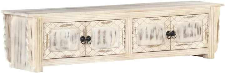 vidaXL Mangoholz Massiv TV Schrank mit 4 Türen Lowboard Fernsehtisch Fernsehschrank TV Möbel Board S