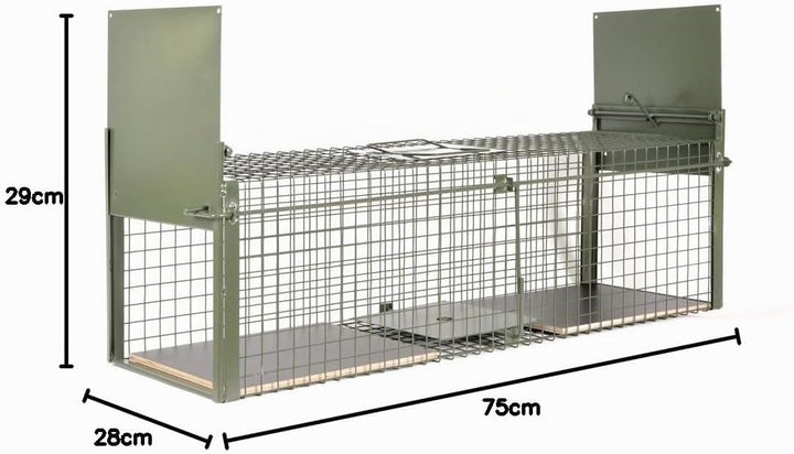 KrapTrap® Tierfalle Katzenfalle Lebendfalle Marderfalle mit Holzboden
