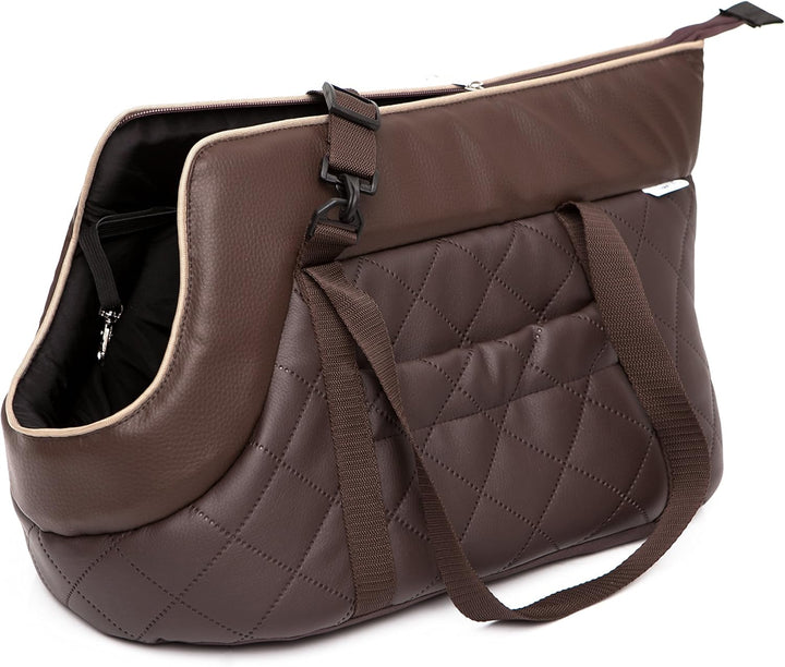 Hundetragetasche aus Kunstleder – Hundetransporttasche für kleine Hunde und Katzen bis 3 kg - prakti