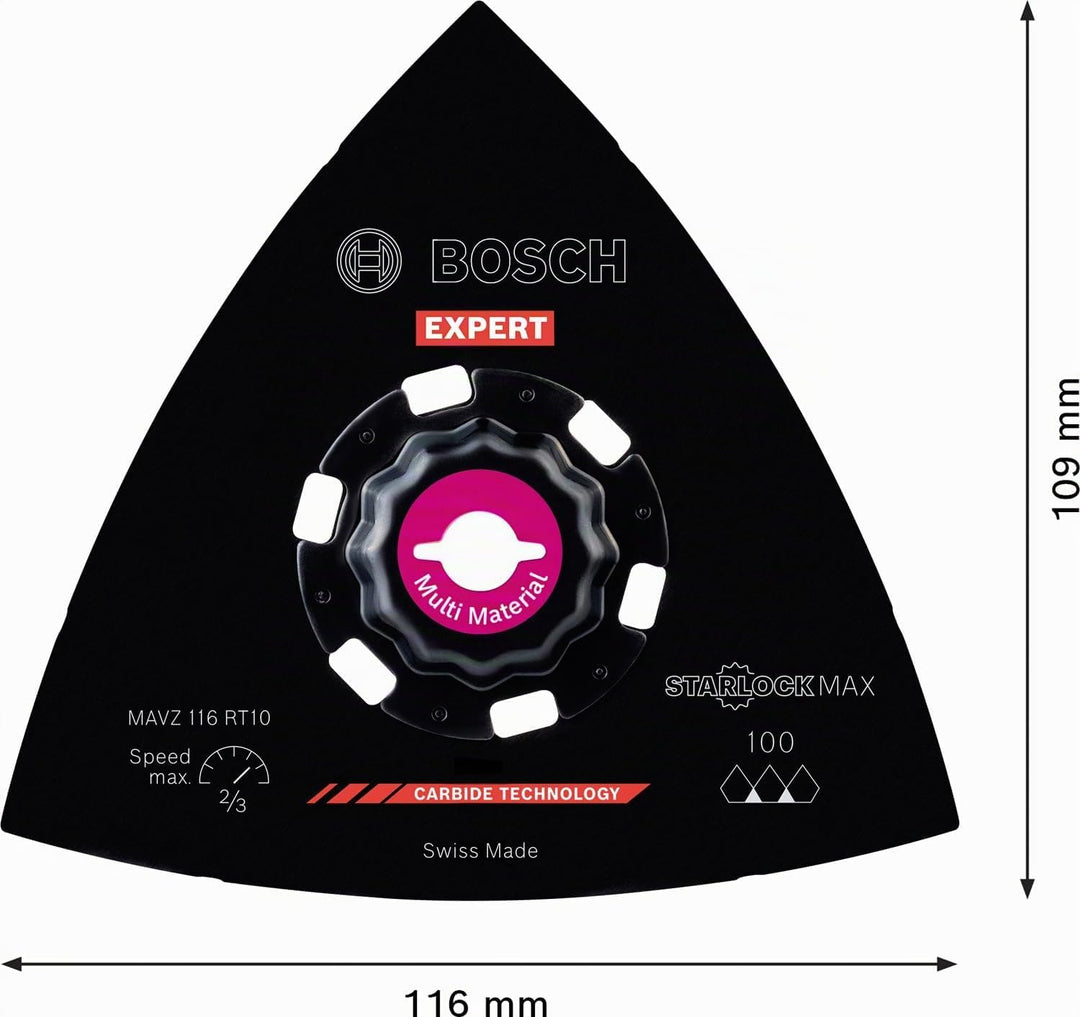 Bosch Accessories 1x Schleifplatte Expert MAVZ 116 RT10 (für Hartholz, Weichholz, Ø 116 mm, Körnung