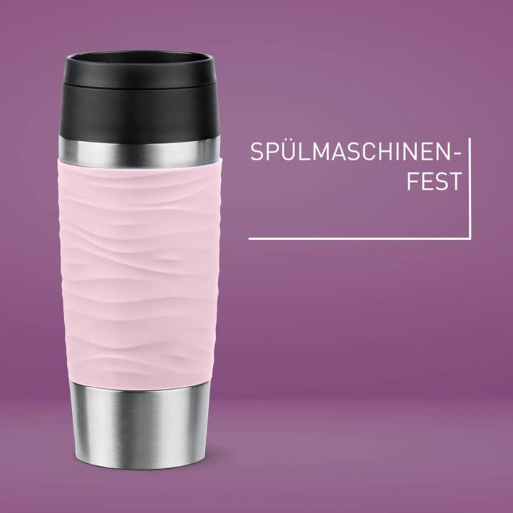 Emsa N20214 Travel Mug Wave Isolierbecher 0,36 Liter | neuer Komfort-Schraubverschluss | Edelstahl |