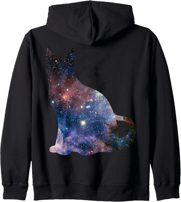 Weltraumgalaxiekatzenschattenbild Kapuzenjacke