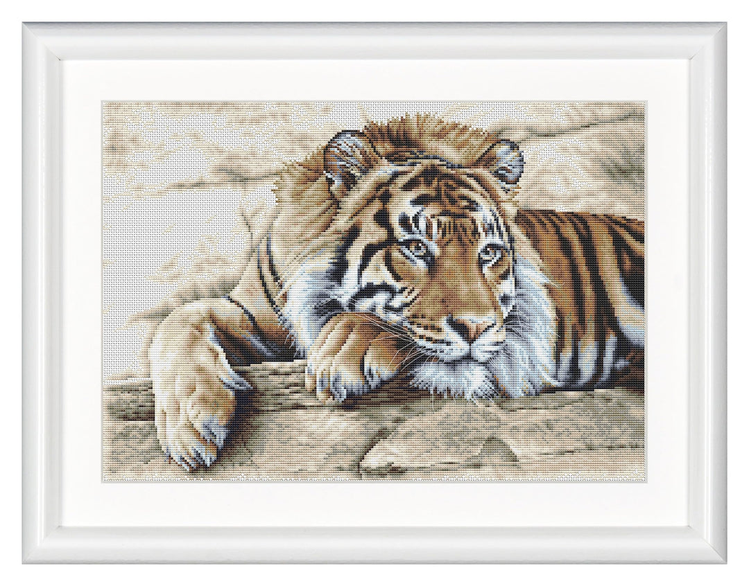 Thea Gouverneur - Kreuzstich-Set - Tiger - Leinen - 36 Count - Für Erwachsene - 579 579 Linen, 579 L