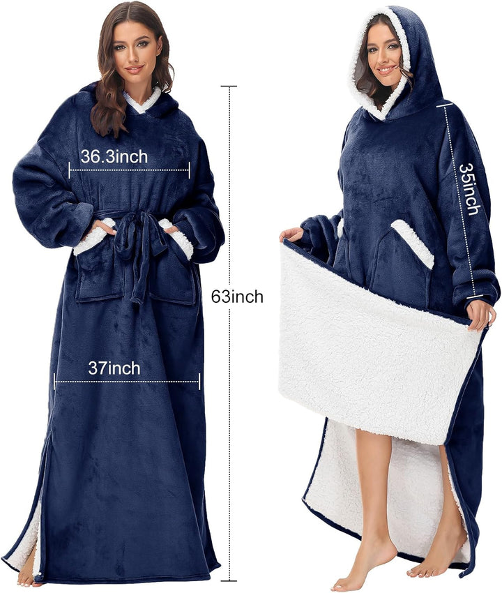 FEELJAM Decke mit Ärmel Pullover Decke Hoodie, Kuscheldecke mit Ärmeln und Kapuze Erwachsene Ganzkör
