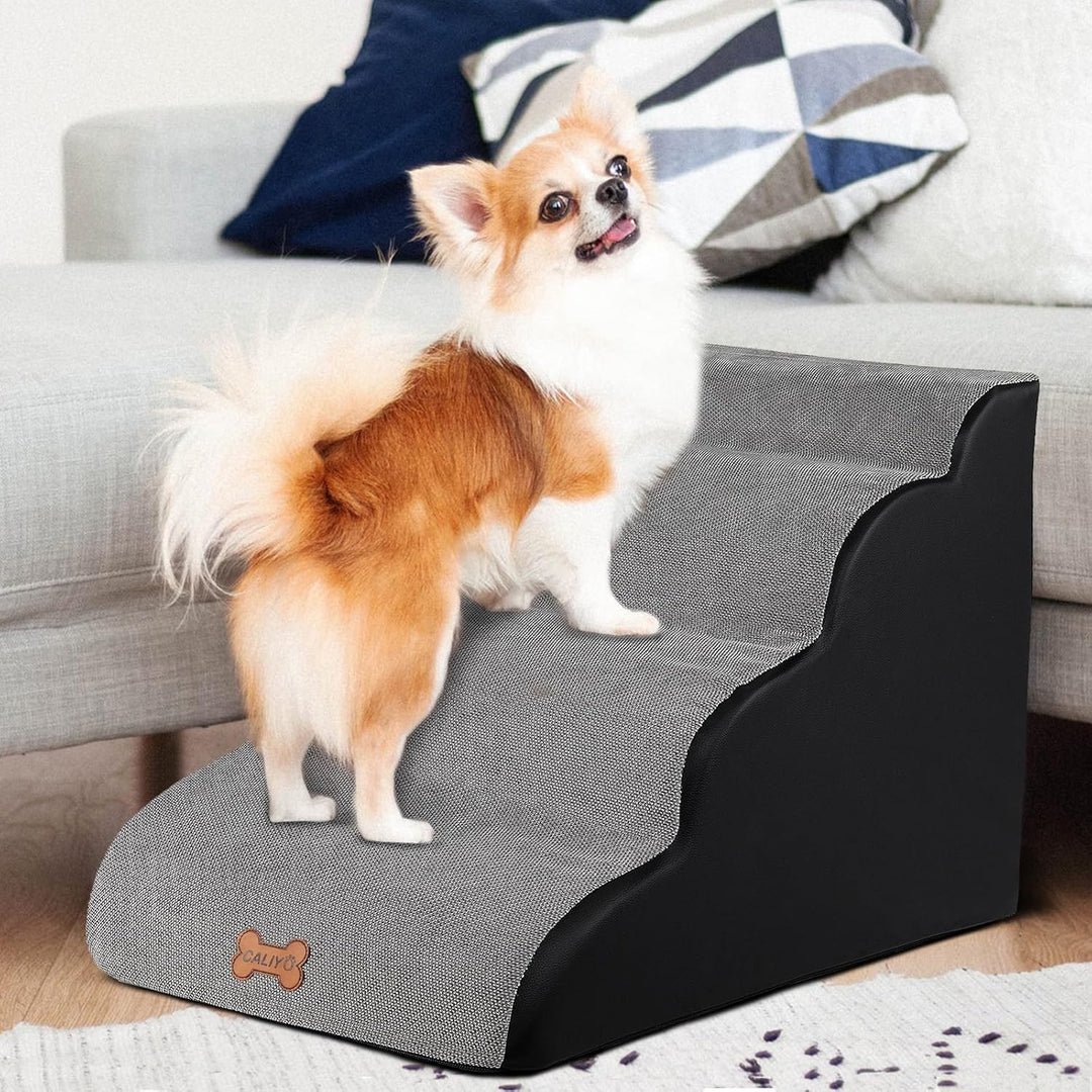 CALIYO Hundetreppe 4 Stufen, Hundetreppe für Kleine Hunde, Katzentreppe 50 cm hoch, Haustiertreppe m