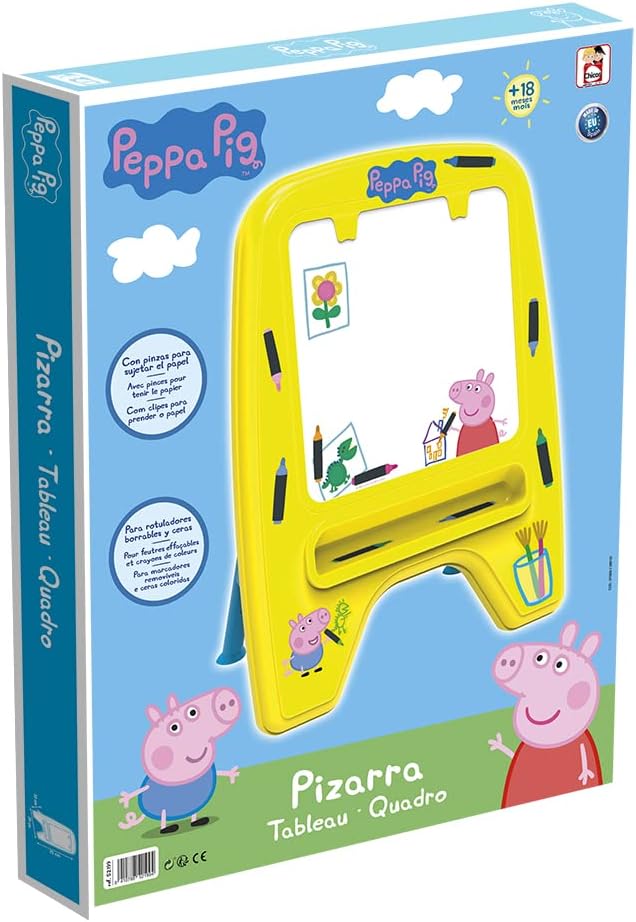 Chicos - Peppa Pig Mein erstes Schreibtafel, geeignet für Buntstifte und Marker, ab 18 Monaten, gelb