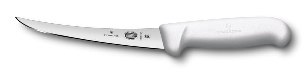 Victorinox Fibrox Ausbeinmesser, Scharfes Küchenmesser für Fleisch und Fisch, 15 cm, Gebogene Klinge